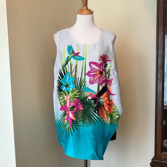 Worthington Tops - ONE LEFT Worthington asymmetrical Bird tank top